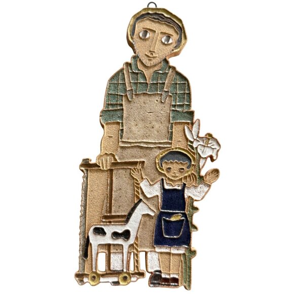 St Andrew's Abbey St Joseph the Carpenter Religious Wall Plaque Handmade Ceramic - Picture 1 of 9